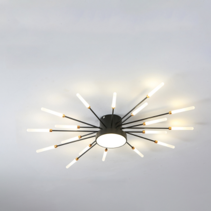 LED Plafondlamp Vuurwerk Metaal Acryl Zwart Goud Dimbaar Modern Design Woonkamer Slaapkamer Eetkamer Decoratief | Sulvida
