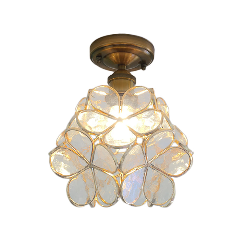 Glazen plafondlamp bloemmotief retro stijl semi-flush ceiling light hallampen glas plafondverlichting | Sulvida