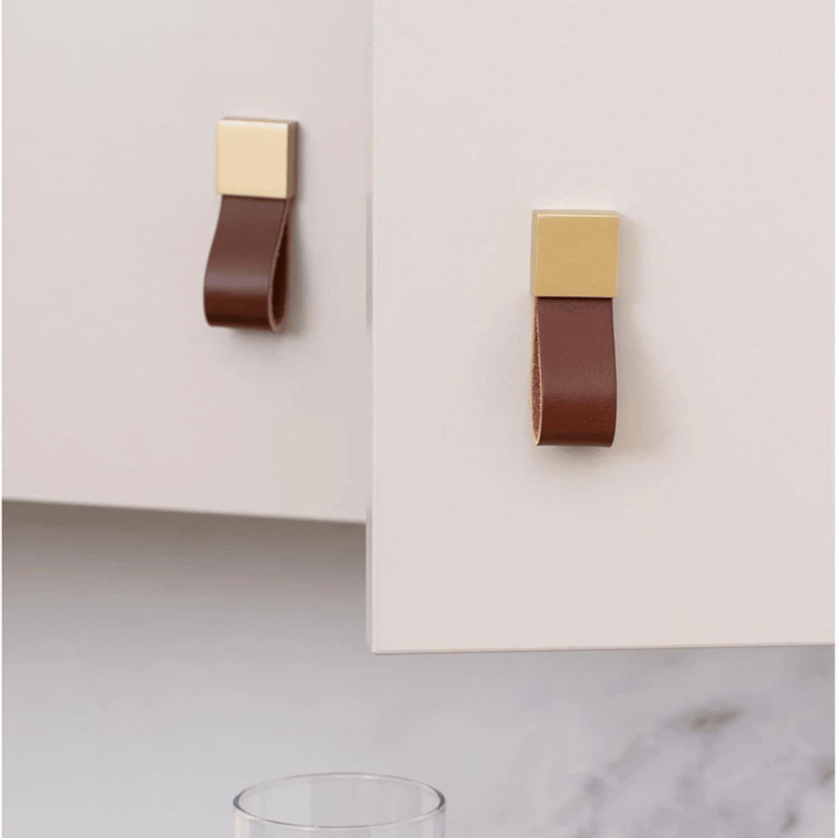 Luxe Leren Kastgrepen Messing Zwart Bruin Goud voor Keuken Slaapkamer Dressoir Kast Vintage Design Interieur | Sulvida