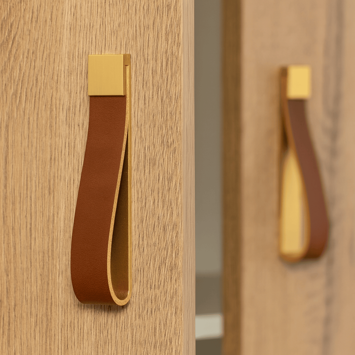 Luxe Leren Kastgrepen Messing Zwart Bruin Goud voor Keuken Slaapkamer Dressoir Kast Vintage Design Interieur | Sulvida
