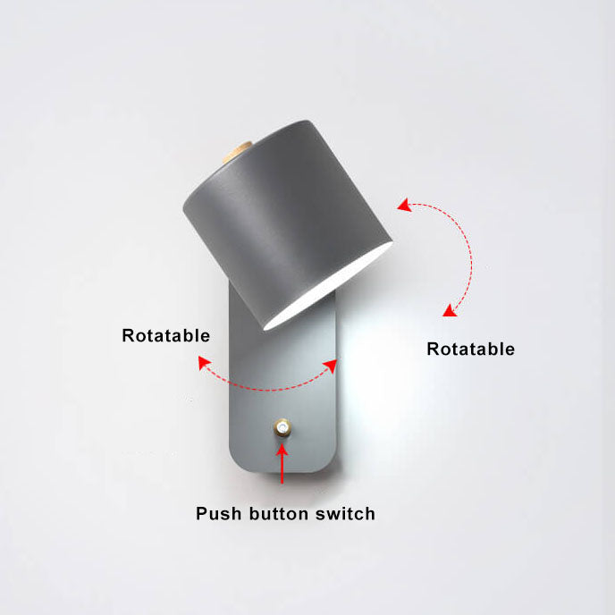 Draaibare wandlamp cilindervorm metaal modern design woonkamer slaapkamer bedlamp wandverlichting E26 fitting | Sulvida