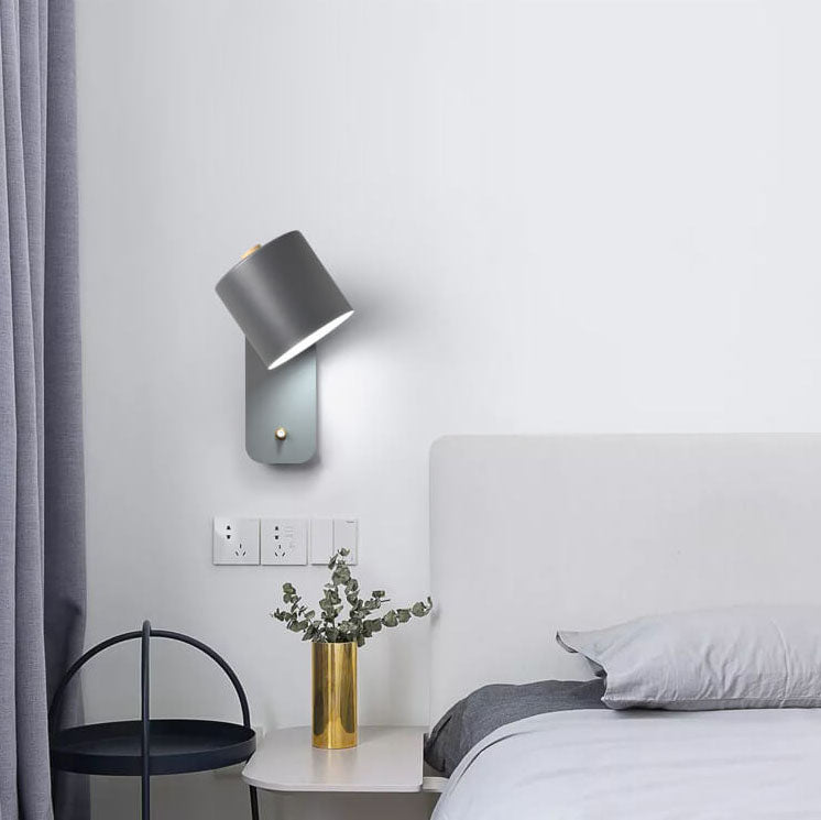 Draaibare wandlamp cilindervorm metaal modern design woonkamer slaapkamer bedlamp wandverlichting E26 fitting | Sulvida