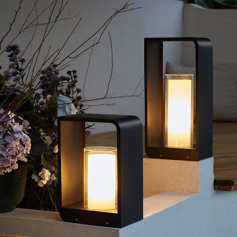 Tuinverlichting LED Vierkant Zwart RVS Acryl Frame Paal Lichtpunt Terras Pad Verlichting Outdoor 30-60cm | Sulvida