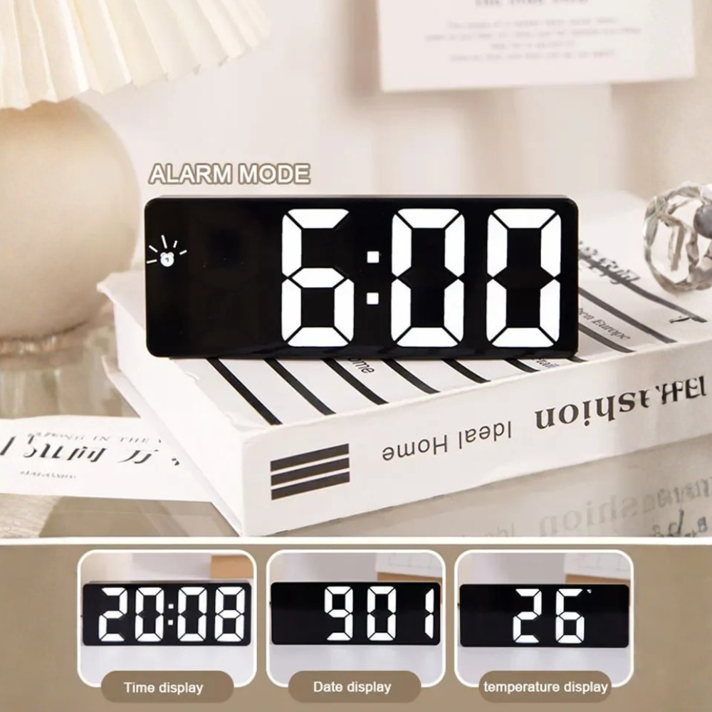 Digitale Wekker met LED Spiegel Display Tijd Datum Temperatuur Alarm Snooze Functie Slaapkamer Kantoor | Sulvida
