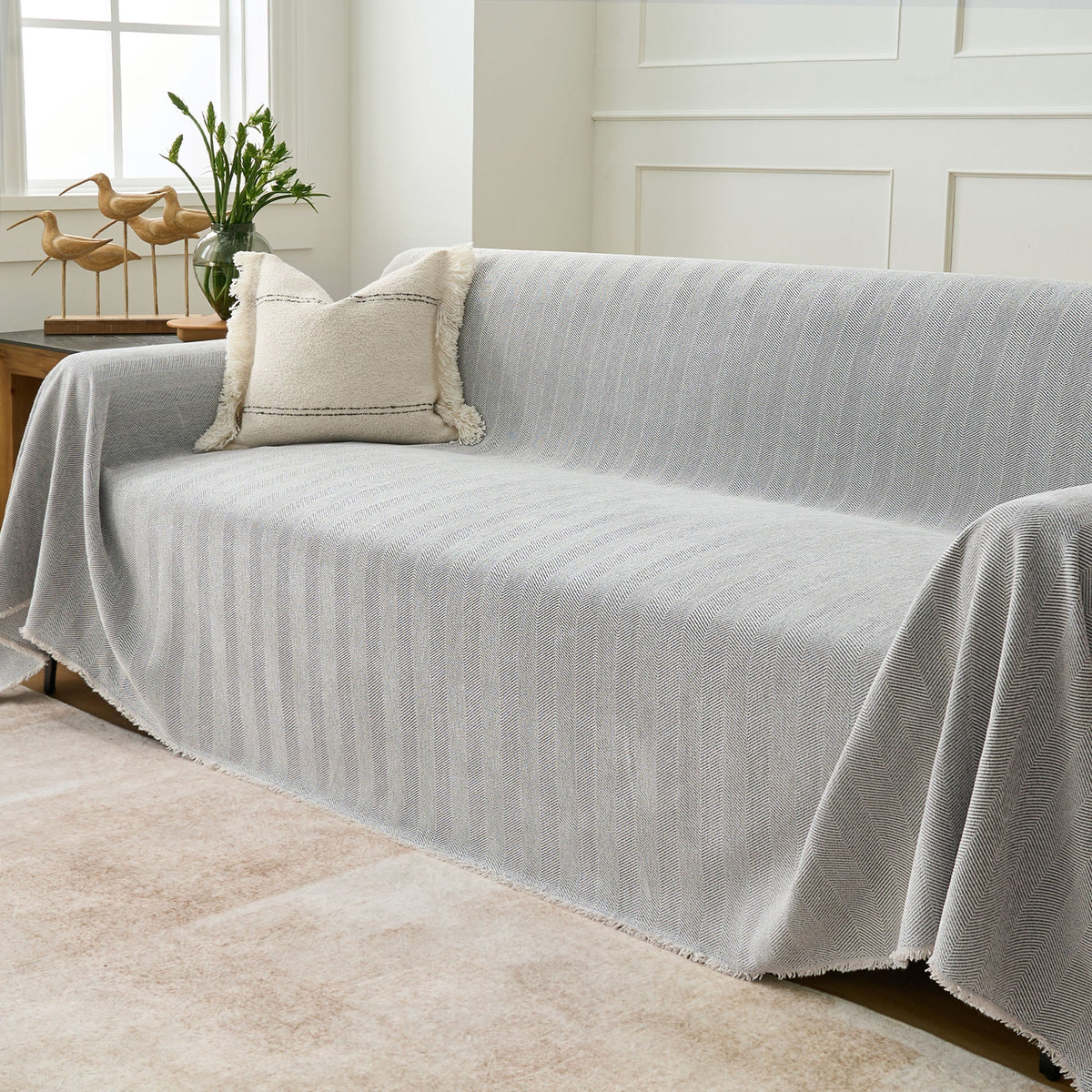 Geweven Bankhoes Visgraat Patroon Meubelbeschermer Huisdiervriendelijk Wasbaar Decoratief Sofa Woonkamer | Sulvida