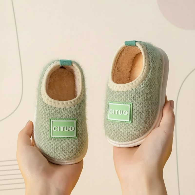 Chaussons d’hiver pour enfants doublés en polaire, avec semelle antidérapante, chauds et doux, rose, vert, marron, 12-18 mois, chaussures pour bébé | Sulvida