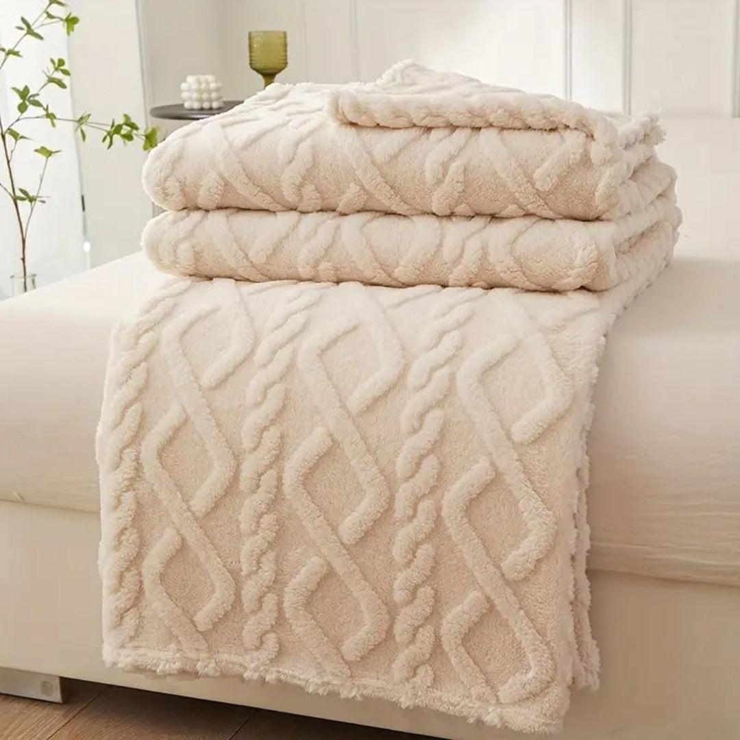 3D Fleece Plaid met Luxe Structuur Zachte Deken voor Bed Bank Woonkamer Wol-Effect Textuur Decoratief Slaapkamer | Sulvida