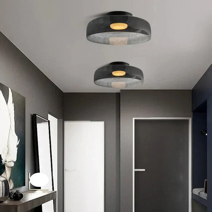 Glazen plafondlamp met driekleurige LED-verlichting voor woonkamer eetkamer slaapkamer modern design | Sulvida