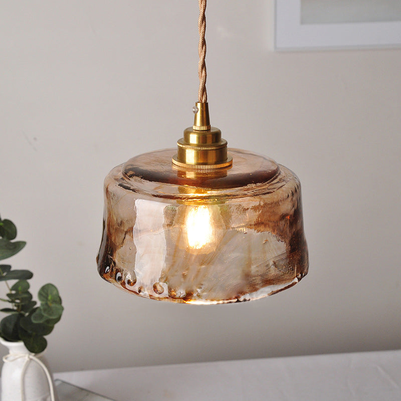 Hanglamp Glas Amber Messing Eettafel Verlichting Eetkamer Woonkamer Luxe Sfeerverlichting Rond 16 cm | Sulvida
