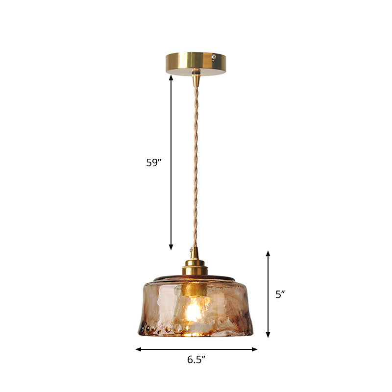 Hanglamp Glas Amber Messing Eettafel Verlichting Eetkamer Woonkamer Luxe Sfeerverlichting Rond 16 cm | Sulvida