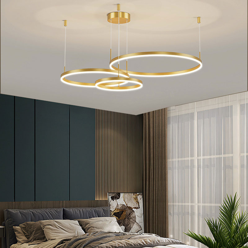 Hanglamp Metalen Ringen Zwart Goud Koffie LED Modern Dimbaar Eettafel Woonkamer Slaapkamer Verstelbaar | Sulvida