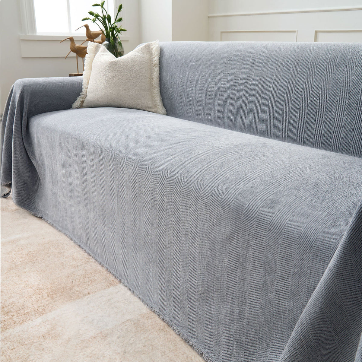 Geweven Bankhoes Visgraat Patroon Meubelbeschermer Huisdiervriendelijk Wasbaar Decoratief Sofa Woonkamer | Sulvida