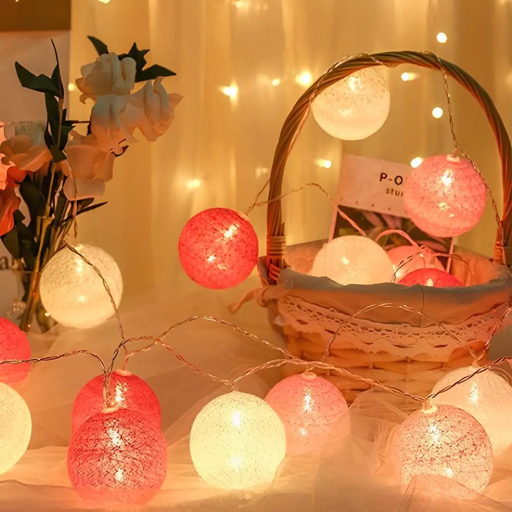 Katoenen Lichtbollenslinger Sfeerverlichting Kinderkamer Feestdecoratie USB Batterij 1,5 tot 10 Meter | Sulvida