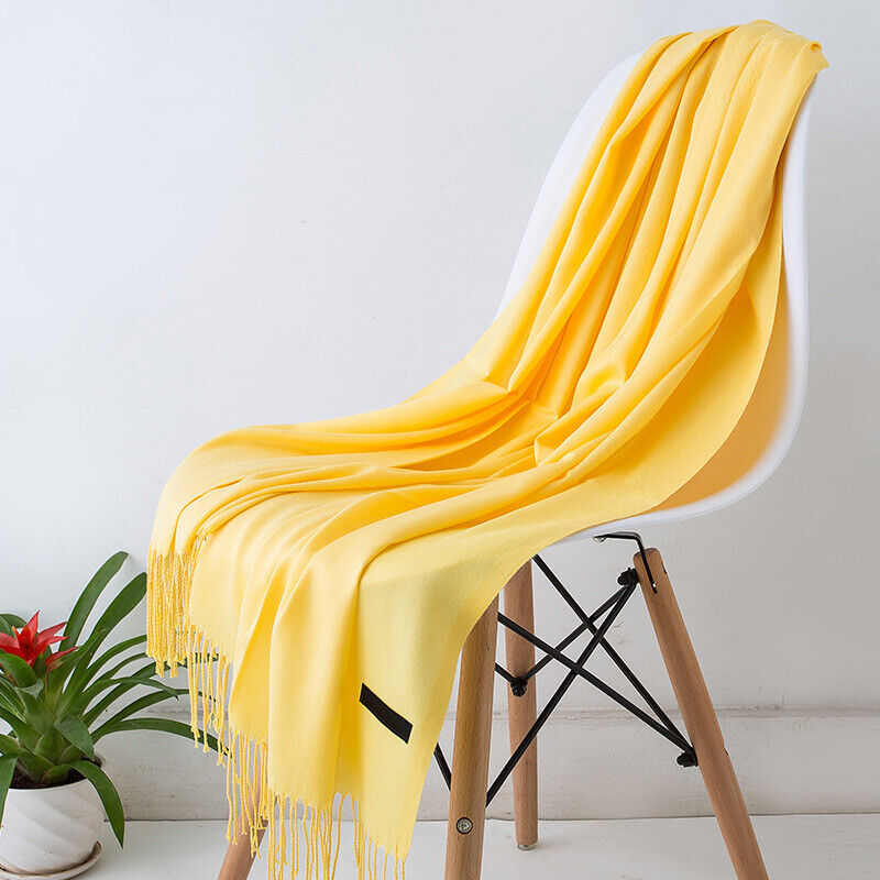 Écharpe en cachemire 200x70cm, châle haut de gamme et accessoire d’hiver chaud pour femme et homme, à franges, unisexe, 10 coloris | Sulvida