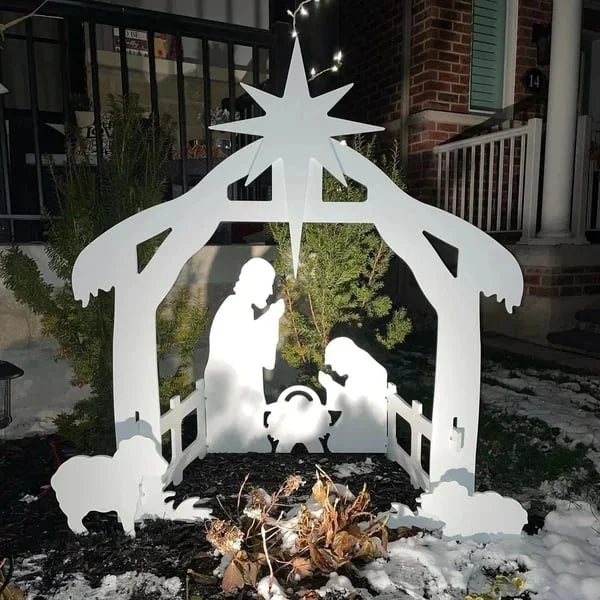 Decoratieve Kerststal Weerbestendig Kunststof voor Tuin Buiten Buitendecoratie Kerstsfeer Nativity Scene | Sulvida