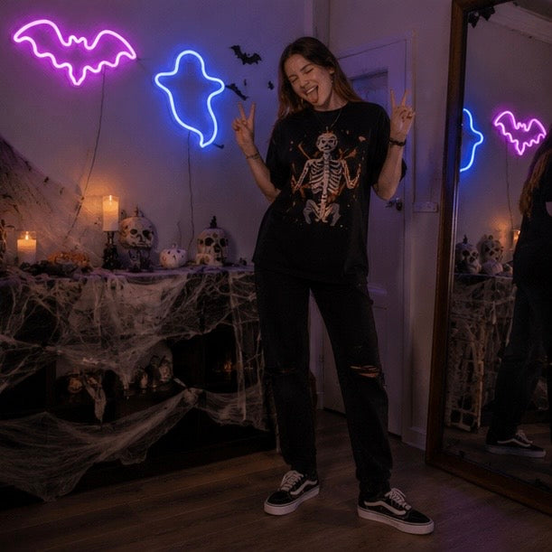 LED Neonlamp Vleermuis Spook Figuur Nachtlampje Sfeerlicht Kinderkamer Halloween Decoratie Tafel USB Lamp | Sulvida