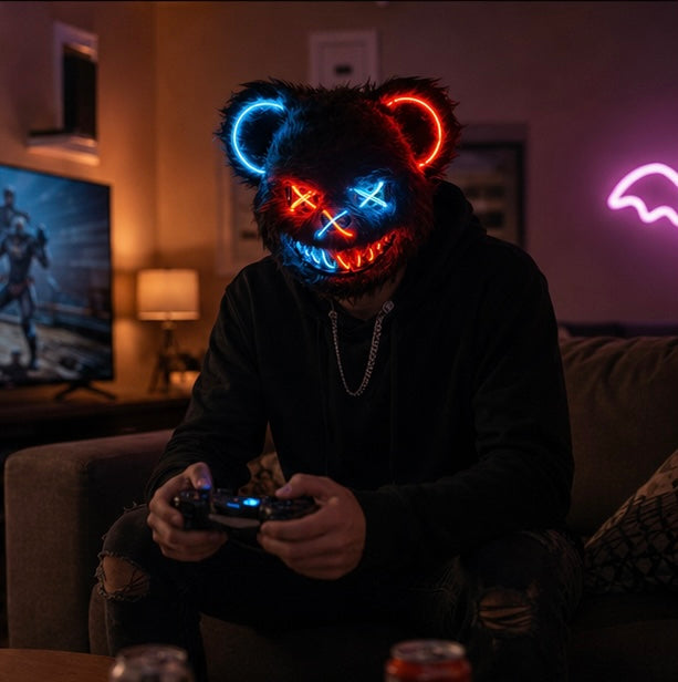 LED Verlichte Horrormask Beer Griezelig Carnavalsmasker Feestdecoratie Cosplay Halloween Props Verkleedpartij | Sulvida