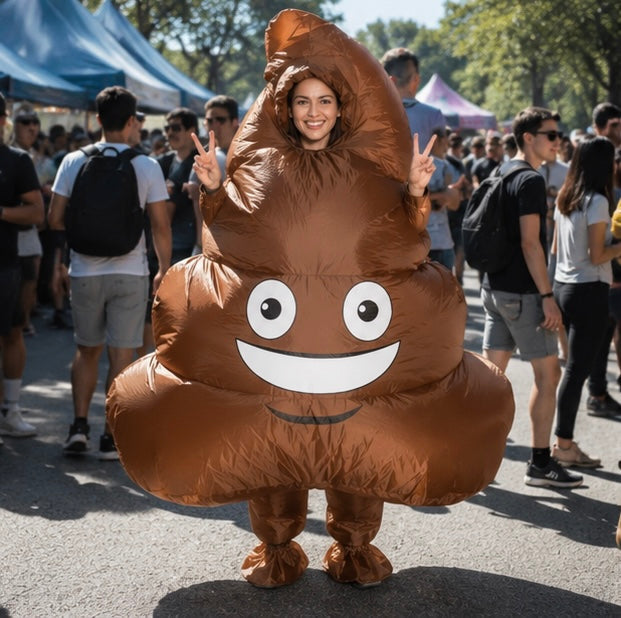 Opblaasbaar Emoji Kostuum – Humoristische Verkleedoutfit voor Feestjes, Halloween, Carnaval en Themafeesten | Sulvida