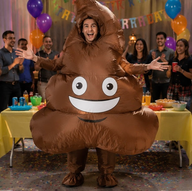 Opblaasbaar Emoji Kostuum – Humoristische Verkleedoutfit voor Feestjes, Halloween, Carnaval en Themafeesten | Sulvida