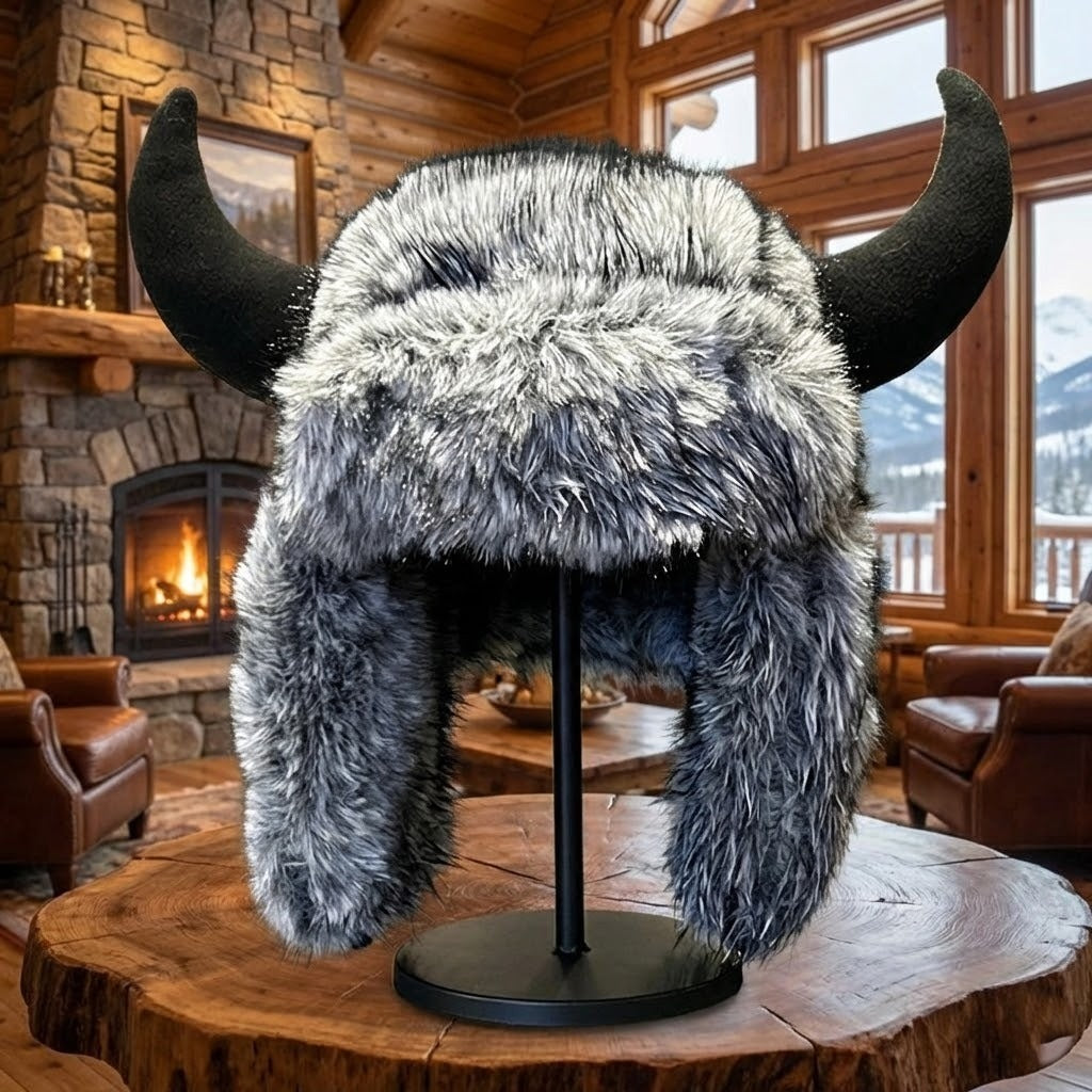 Viking Hoorn Bont Winter Trapper Hoed met Nepbont Voering Warm Wintersport Accessoire Unisex Outdoor Sneeuw | Sulvida