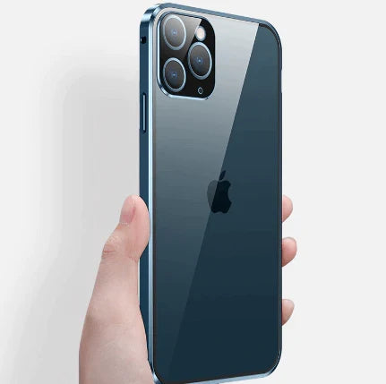 Magnetisch telefoonhoesje gehard glas metaal volledige bescherming valbeveiliging privacy screenprotector | Sulvida