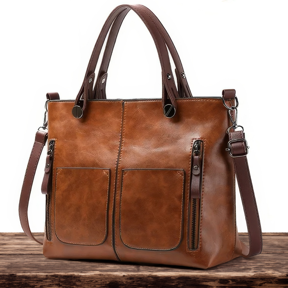 Leren Schoudertas Dames Klassiek Elegante Vintage Look Tijdloze Accessoire Handtas Crossbody Bruin Zwart Grijs | Sulvida