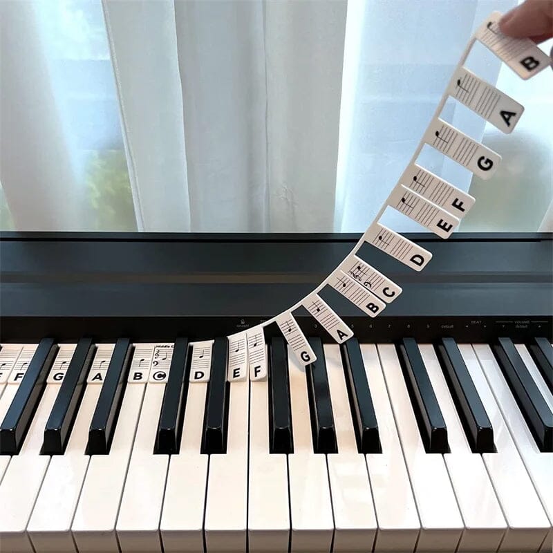 Afneembare Piano Toetslabels voor 88 Toetsen — Siliconen met Notenschrift | Sulvida