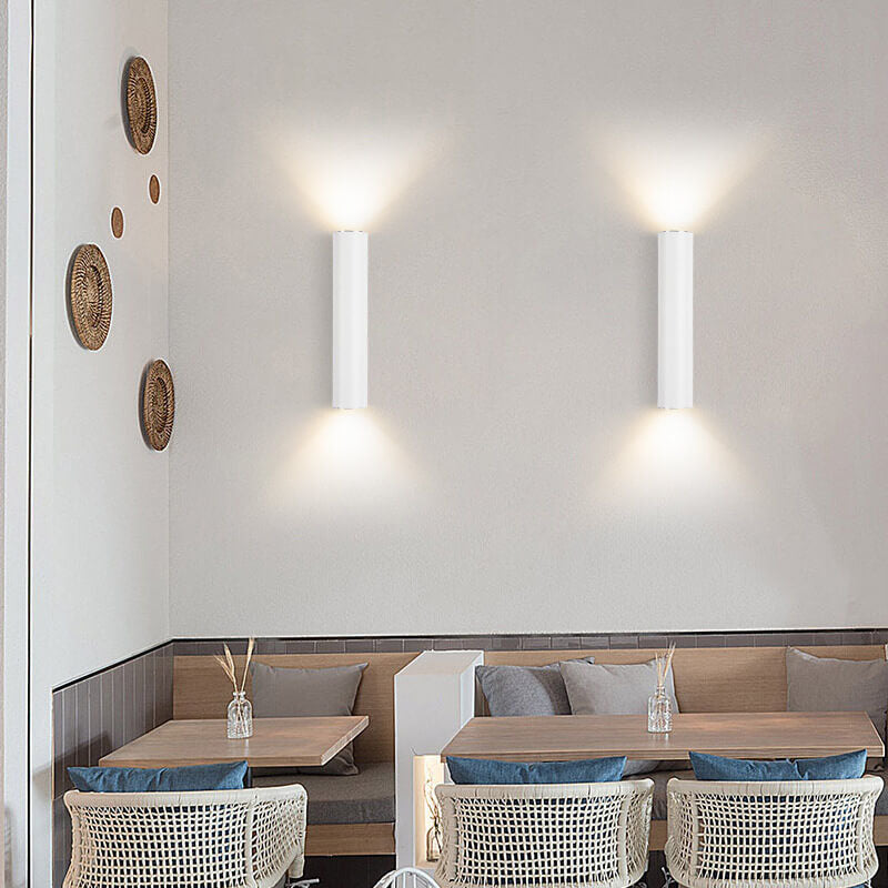 Aluminium Wandlamp Cilinder Zwart Wit Goud LED 2 Lichtpunten Slaapkamer Woonkamer Interieurverlichting | Sulvida