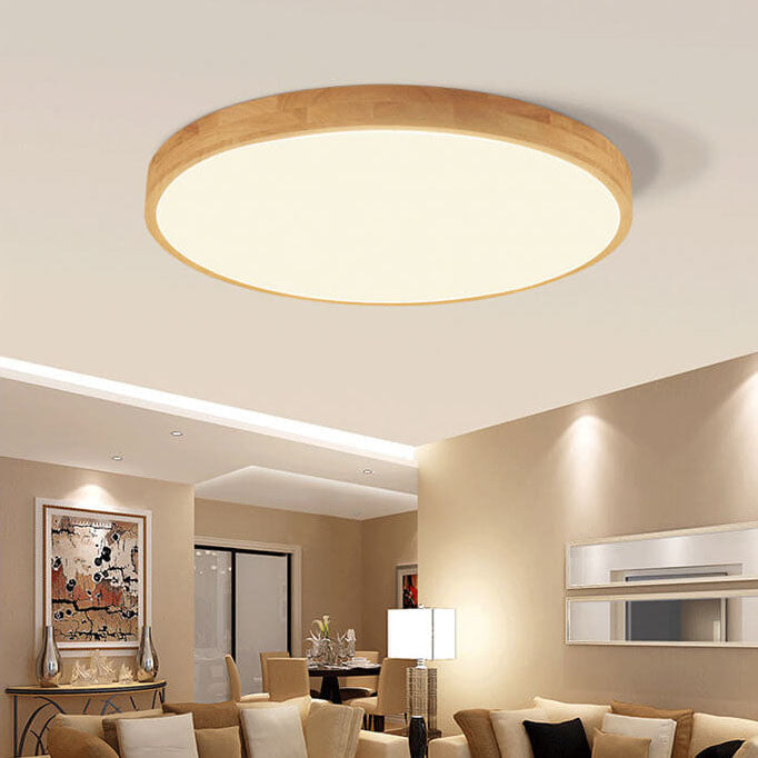 Ronde plafondlamp hout met geïntegreerde LED ultradun dimbaar warm licht voor woonkamer slaapkamer modern | Sulvida