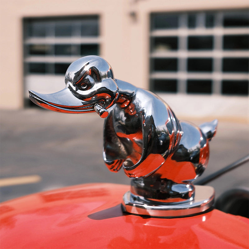 Chromen Eendfiguur Ornament Zwart Rubber Zilver Auto-emblemen Motorkapfiguur Decoratief Accessoire Automotive | Sulvida