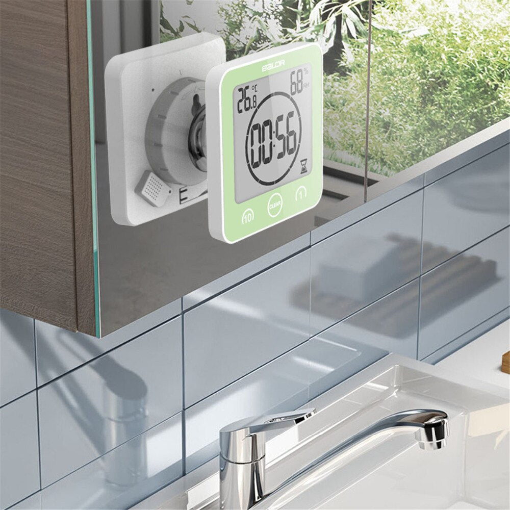 Horloge de douche étanche pour salle de bains avec fixation par ventouse, horloge murale à affichage numérique, pour pièces humides | Sulvida