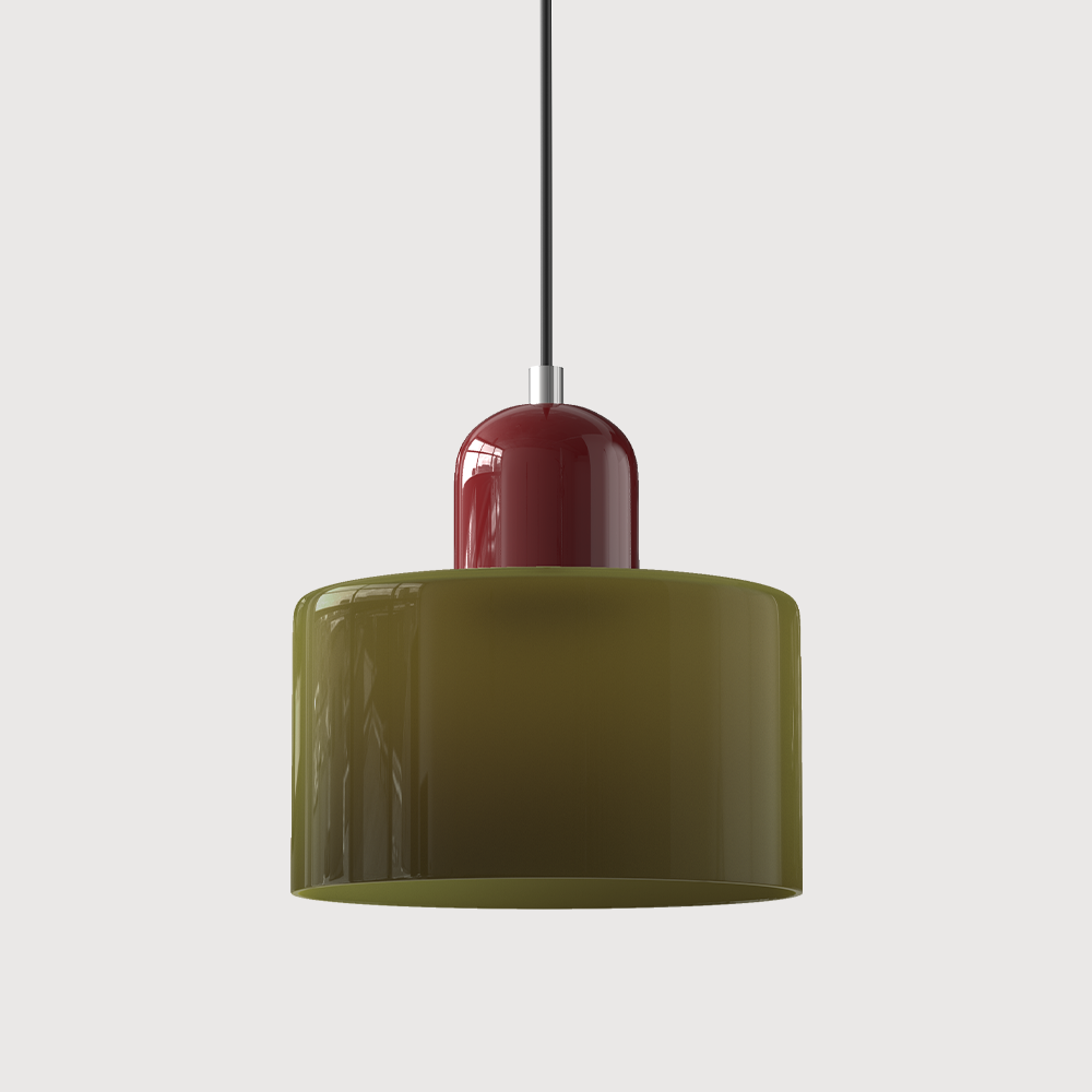 Glazen Hanglamp Bauhaus Stijl E27 Fitting Gekleurde Kap Eetkamer Interieur Designverlichting Woonkamer | Sulvida