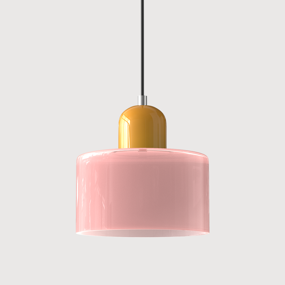 Glazen Hanglamp Bauhaus Stijl E27 Fitting Gekleurde Kap Eetkamer Interieur Designverlichting Woonkamer | Sulvida