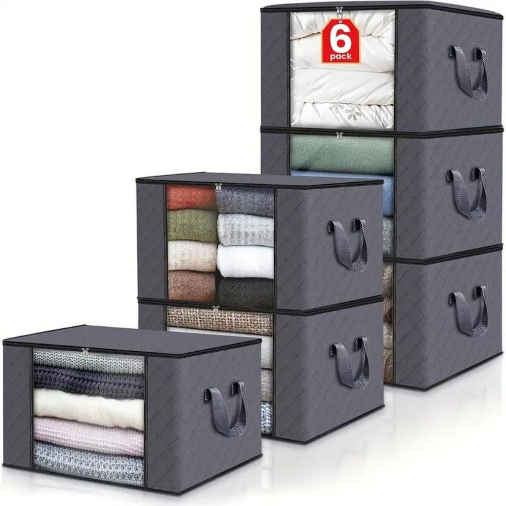 Opbergtas XXL voor kleding dekbedden dekens overtrekken ondergoed 60x40x35 cm opvouwbaar transparant venster | Sulvida
