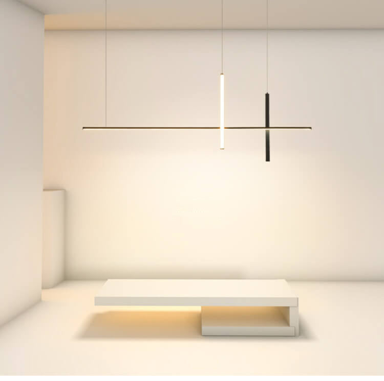 LED-lijnlamp met moderne lijnen voor eetkamer en keuken zwart wit minimalistisch verlichting hangend | Sulvida