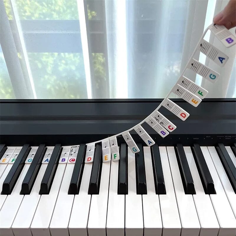 Afneembare Piano Toetslabels voor 88 Toetsen — Siliconen met Notenschrift | Sulvida