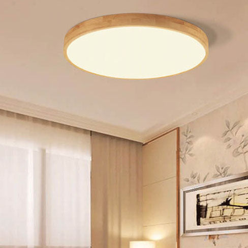 Ronde plafondlamp hout met geïntegreerde LED ultradun dimbaar warm licht voor woonkamer slaapkamer modern | Sulvida