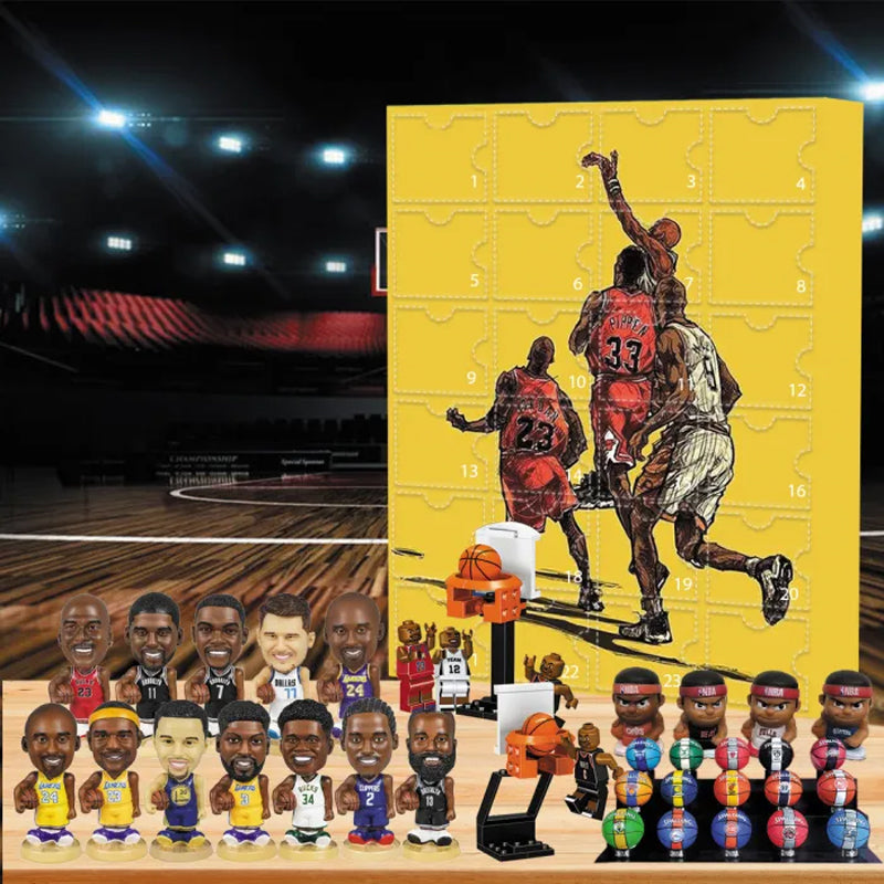 Calendrier de l’Avent de basketball avec 24 surprises, collection d’ornements et de souvenirs sur le thème de la NBA pour les fêtes | Sulvida