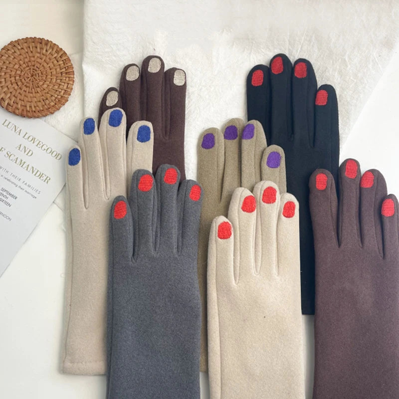Touchscreen Winterhandschoenen met Nagellak Design – Warme Fleece Gevoerde Handschoenen voor Dames Winter | Sulvida