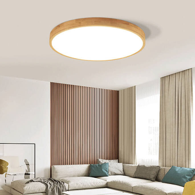 Ronde plafondlamp hout met geïntegreerde LED ultradun dimbaar warm licht voor woonkamer slaapkamer modern | Sulvida