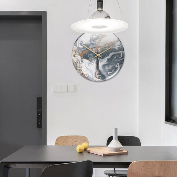Ronde Wandklok Luxe Gouden Accent Moderne Tijdweergave Stille Uurwerk Klokken Wanddecoratie Interieur Kleur Grijs | Sulvida
