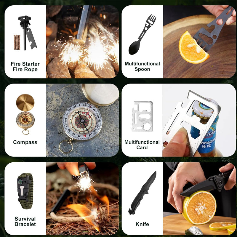 Calendrier de l’Avent kit de survie 24 cases, outils de plein air, équipement de bushcraft et de camping, cadeau de survie en pleine nature | Sulvida