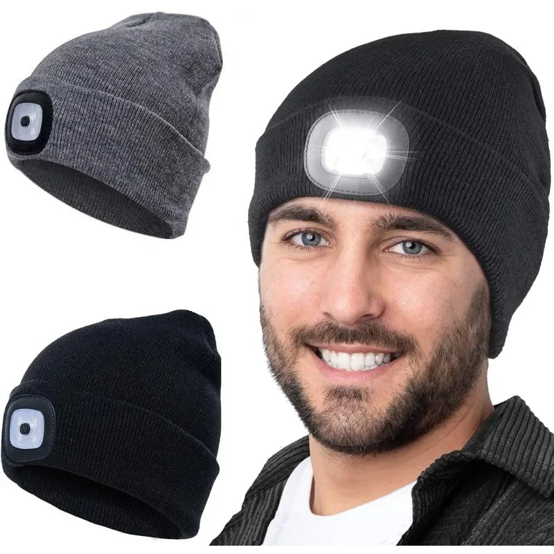Oplaadbare LED Muts met Geïntegreerde Verlichting voor Winter Wandelen Hardlopen en Outdoor Activiteiten | Sulvida