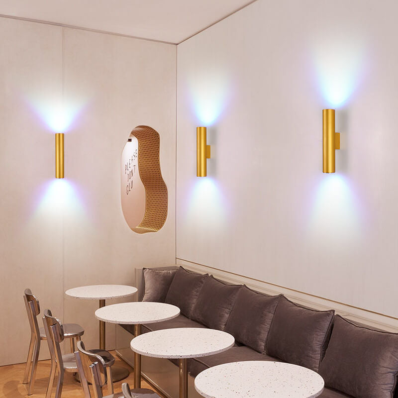 Aluminium Wandlamp Cilinder Zwart Wit Goud LED 2 Lichtpunten Slaapkamer Woonkamer Interieurverlichting | Sulvida