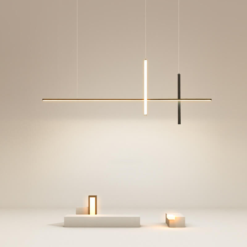 LED-lijnlamp met moderne lijnen voor eetkamer en keuken zwart wit minimalistisch verlichting hangend | Sulvida