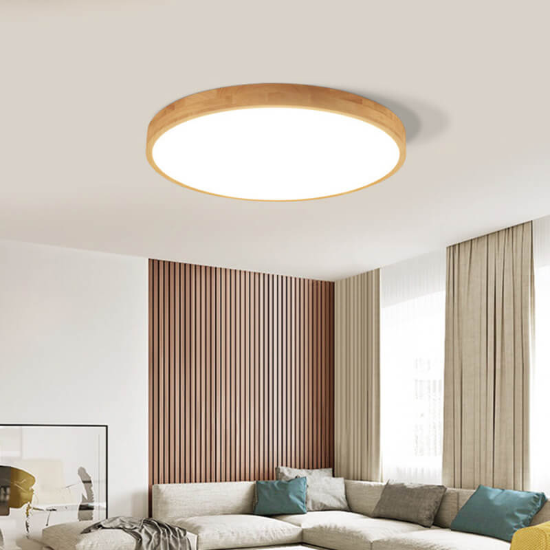Ronde plafondlamp hout met geïntegreerde LED ultradun dimbaar warm licht voor woonkamer slaapkamer modern | Sulvida