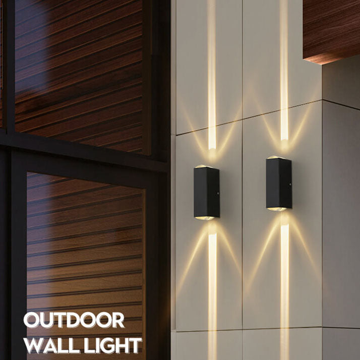 LED Buitenwandlamp Aluminium Rechthoekig Zwart Updown Modern voor Terras Gevel Tuinverlichting Waterdicht | Sulvida