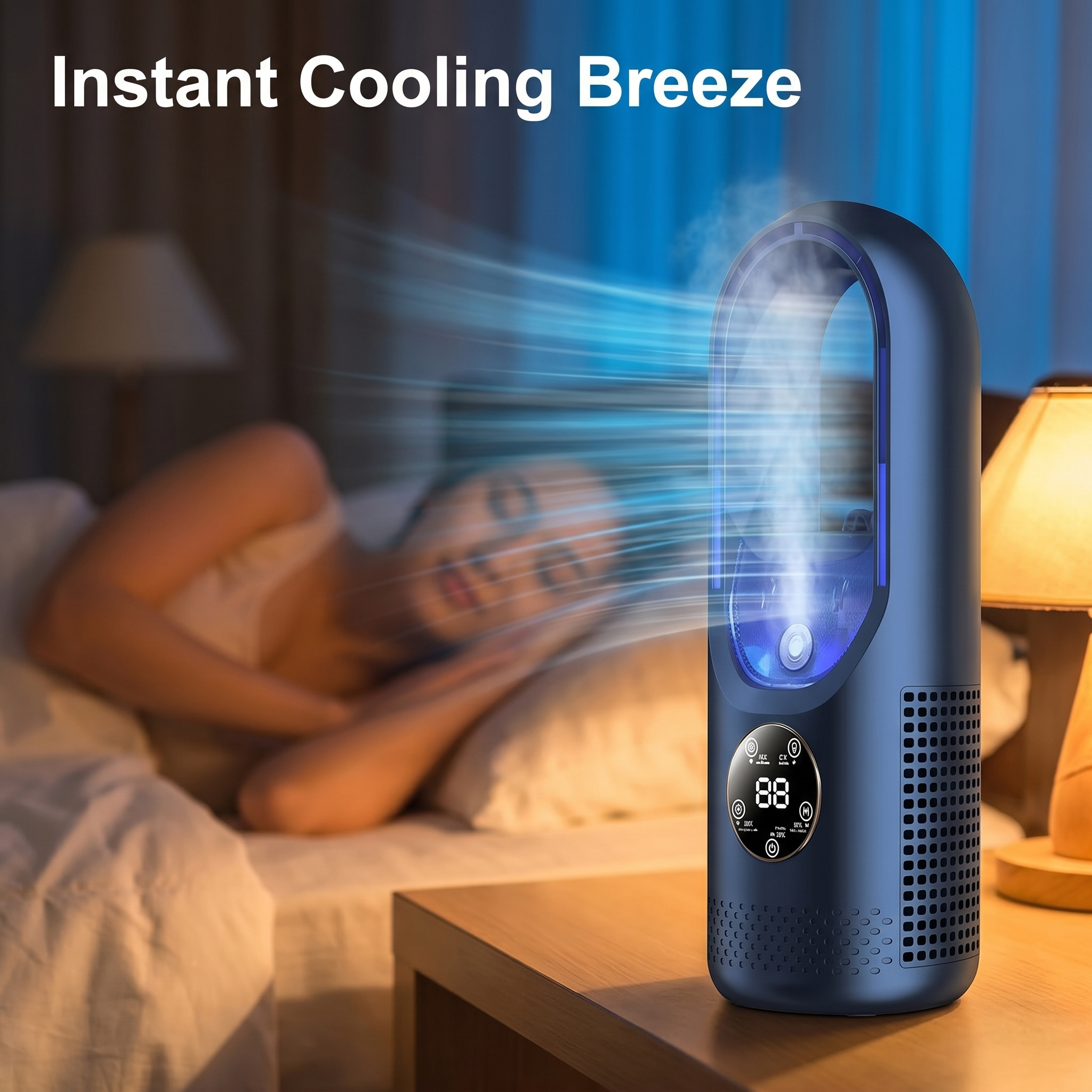 Draagbare Bladloze Ventilator met USB-Aansluiting – Stil Koelsysteem voor Thuis en Kantoor – 6 Snelheden met Timer | Sulvida