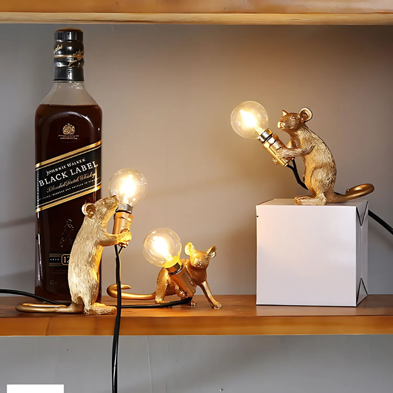 Decoratieve Muislamp Hars met LED Kunstzinnig Figuur Tafel Nachtkastje Lamp Goud Wit Design Woonkamer Slaapkamer | Sulvida