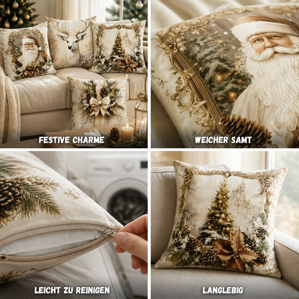 Fluweelstructuur Kussenhoes 45×45 Feestelijk Motief Goudtinten Katoen-Polyester Rits Decoratief Woonkamer | Sulvida